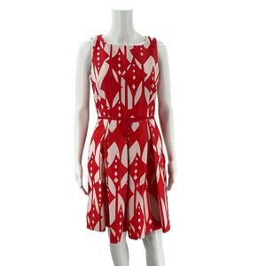 Just Taylor Red/White Print Pre-Owned Ladies Dress - Size 4